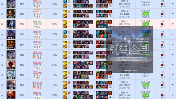 승당제강의 정글 라인 다이아1 11승1패